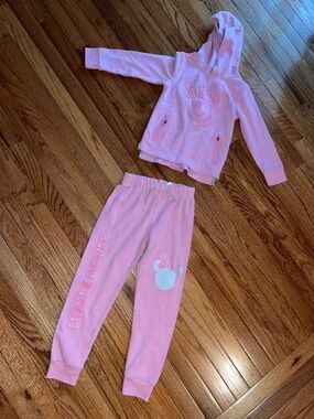 Disney Light Pink Minnie Mouse Hooded Pajama Set